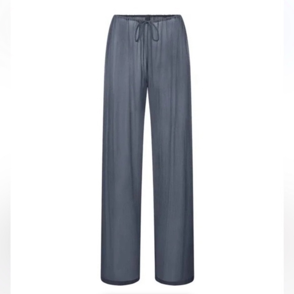 Skims Silk chiffon Drawstring Beach Cover up pant in Gray | Size S | Never Worn